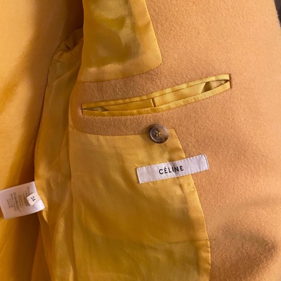 Mustard Yellow Wool Crombie Coat Celine - Picture 3 of 4